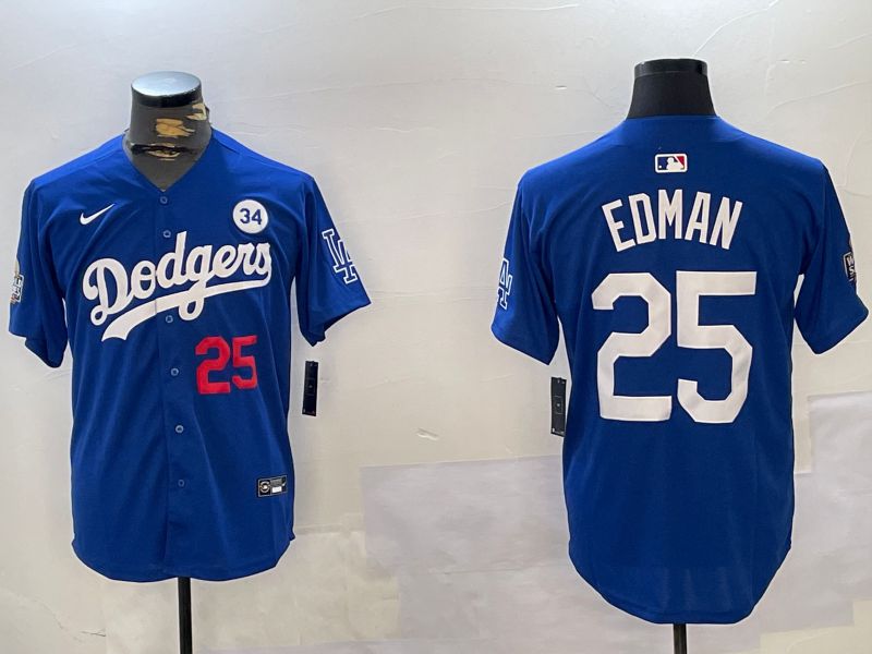 Men Los Angeles Dodgers #25 Edman Blue Game 2024 Nike MLB Jersey style 11212->new york yankees->MLB Jersey